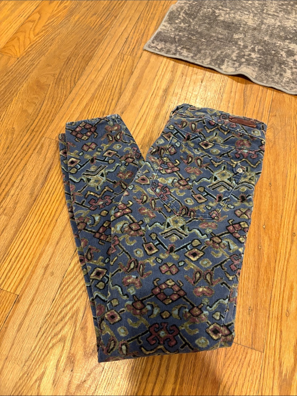 Pilcro Corduroy Pants Womens 25 Blue High-Rise Skinny Good Geometric Pattern